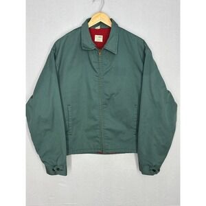 Grants Mens Wear Full Zip Jacket Mens Green Red Houndstooth Lined Pocket Vintage